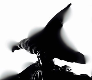 one  man in jester costume jumping silhouette in studio isolated on white background