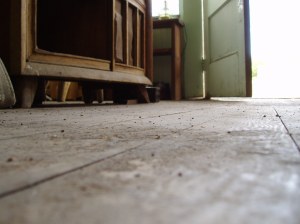 A dusty floor inside a house